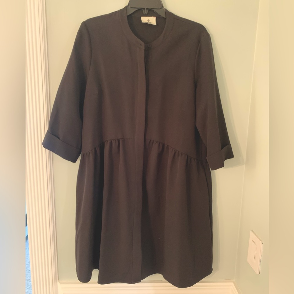 Tuckernuck Black Stretch Crepe Royal Shirt Dress